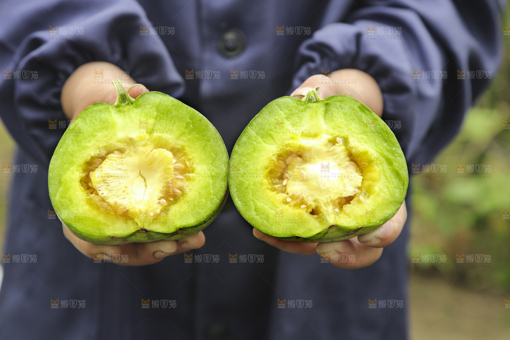 手里拿着甜瓜