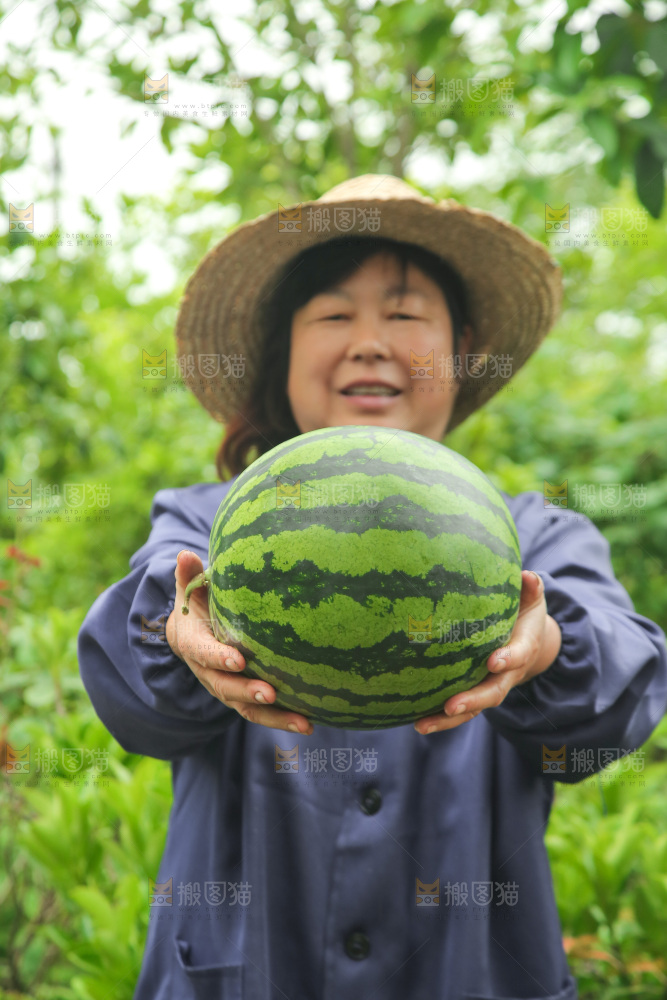 手里抱着西瓜