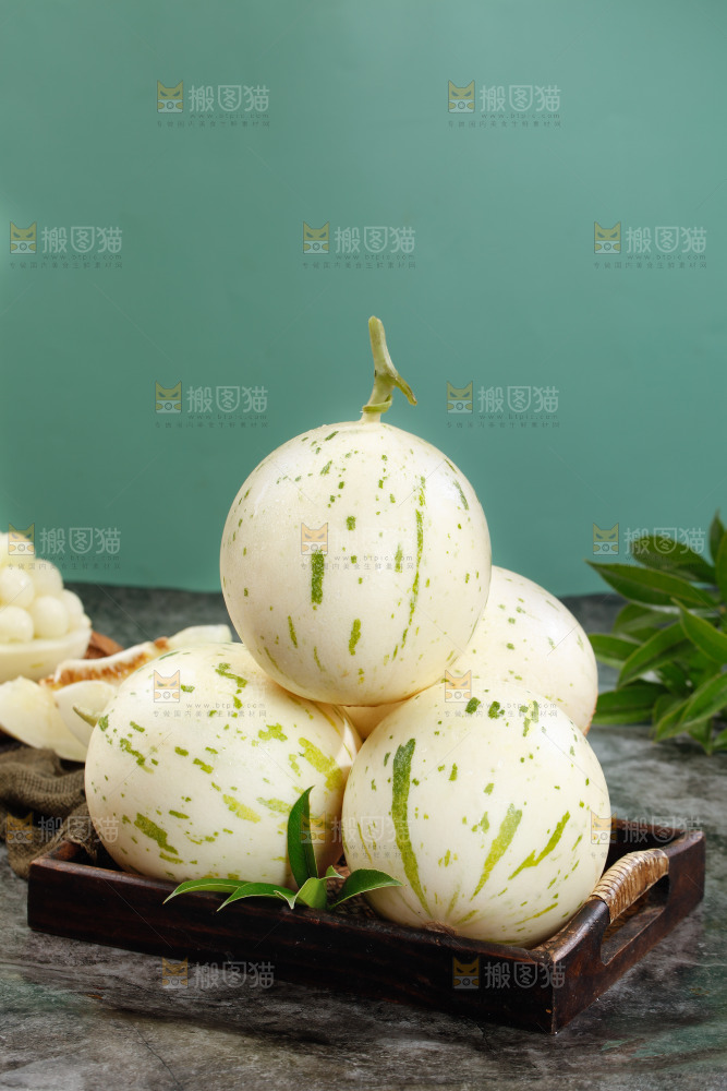 一堆月露流星蜜瓜