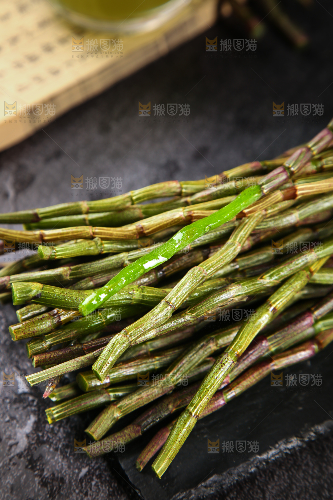 黑底上放着一堆铁皮石斛鲜条