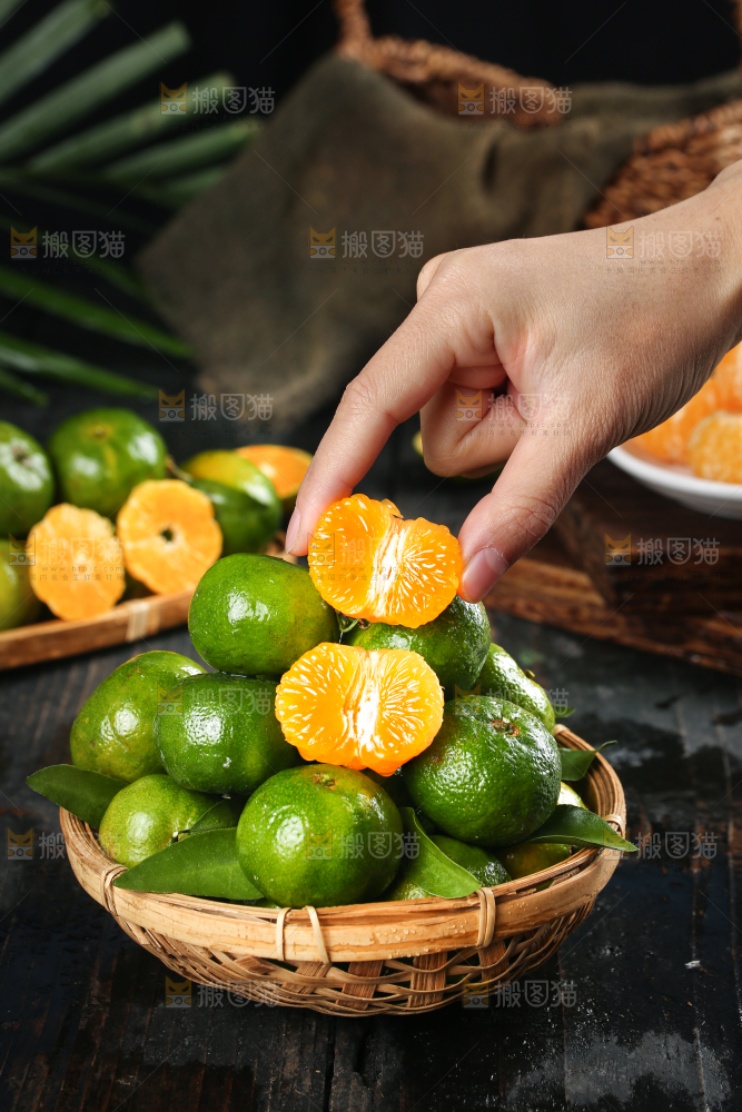 篮子装着清香茶橘