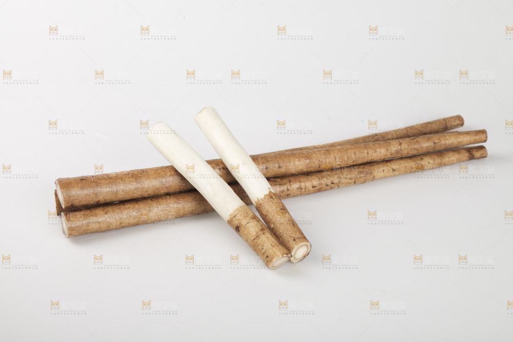 白底上的牛蒡根