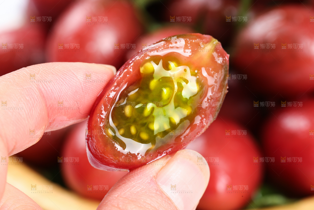 手里拿着小番茄