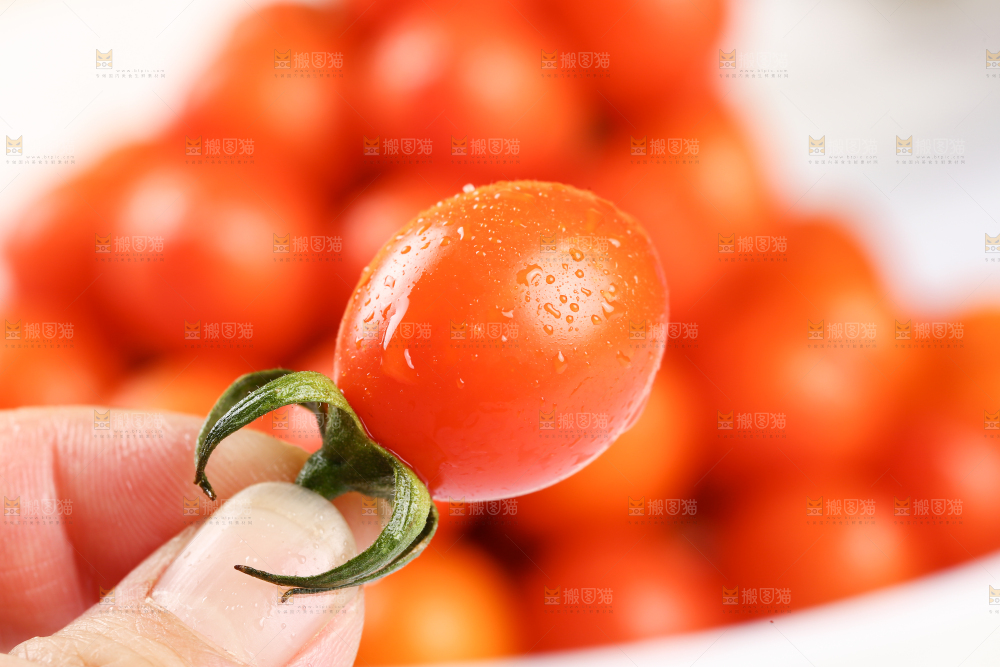 手里拿着小番茄