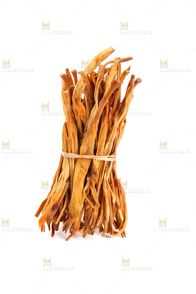 白底上的一捆黄花菜