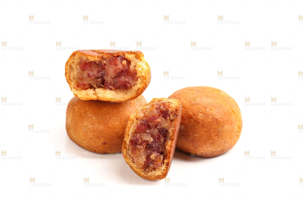 白底上的火腿月饼