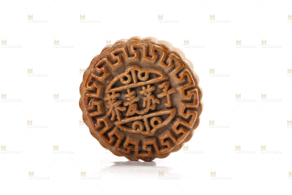 白底上的荞麦苏子月饼