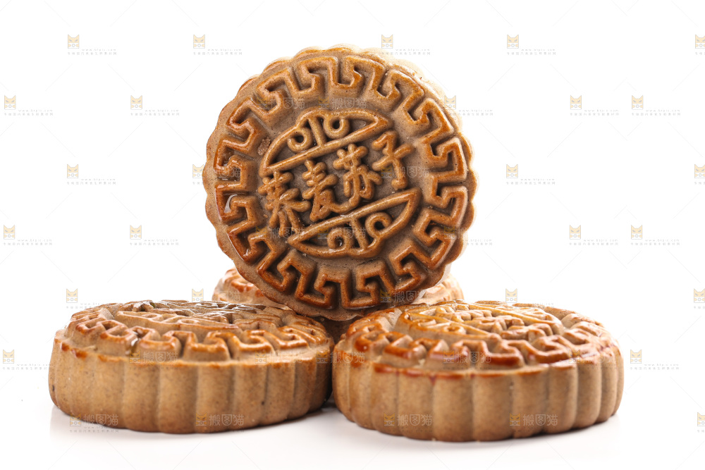 白底上的荞麦苏子月饼
