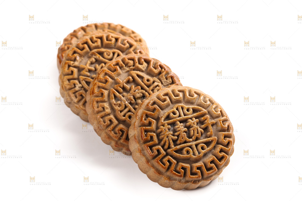 白底上的荞麦苏子月饼