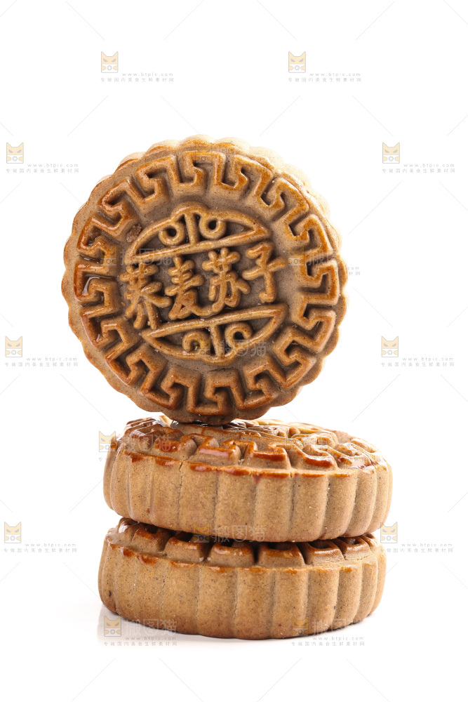白底上的荞麦苏子月饼