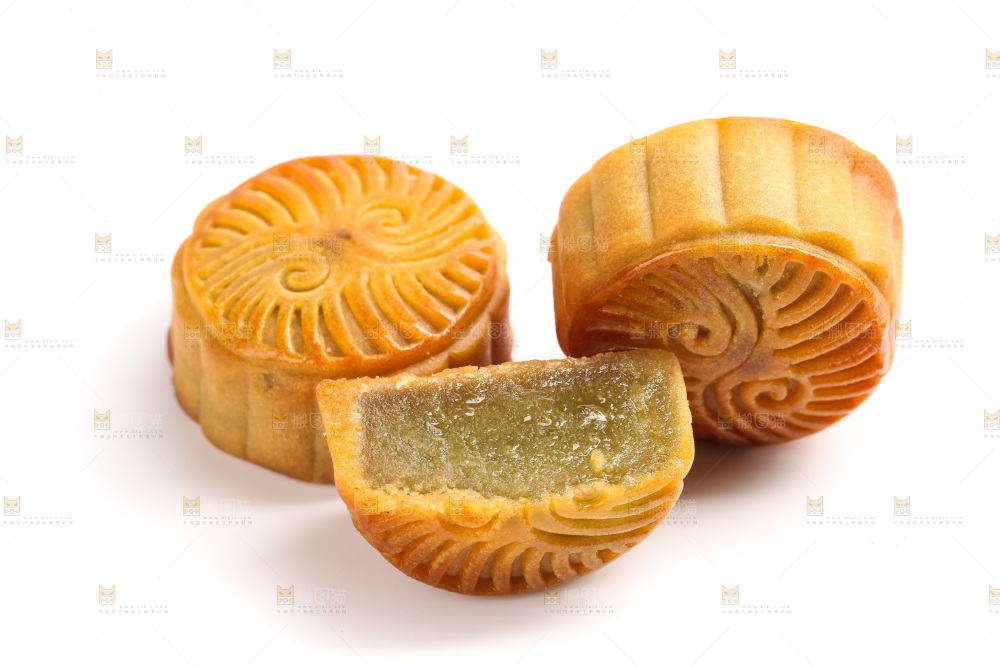 白底上的水果月饼