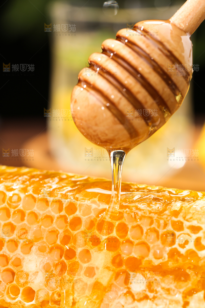 盘子里装着蜂巢蜜