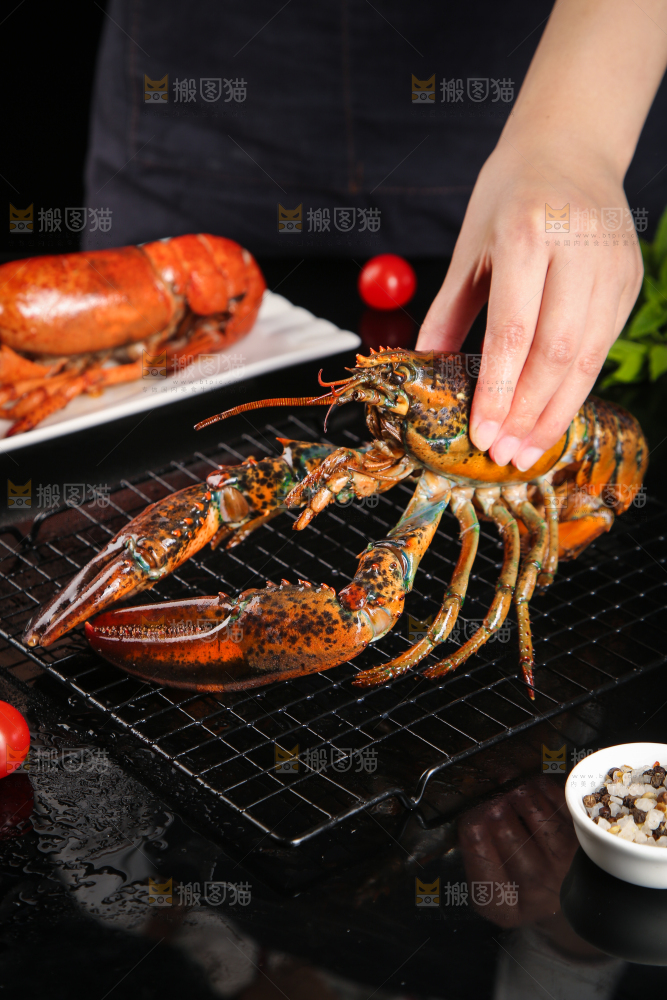 手上拿着波士顿大龙虾