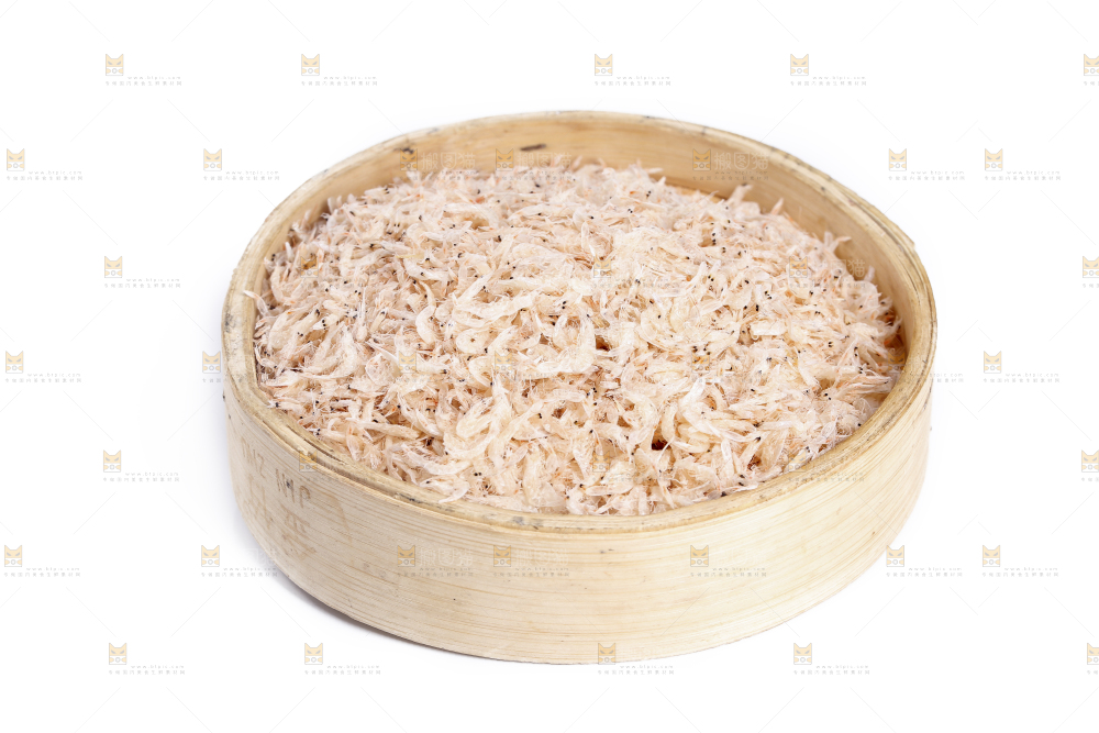 白底上放着一笼虾皮