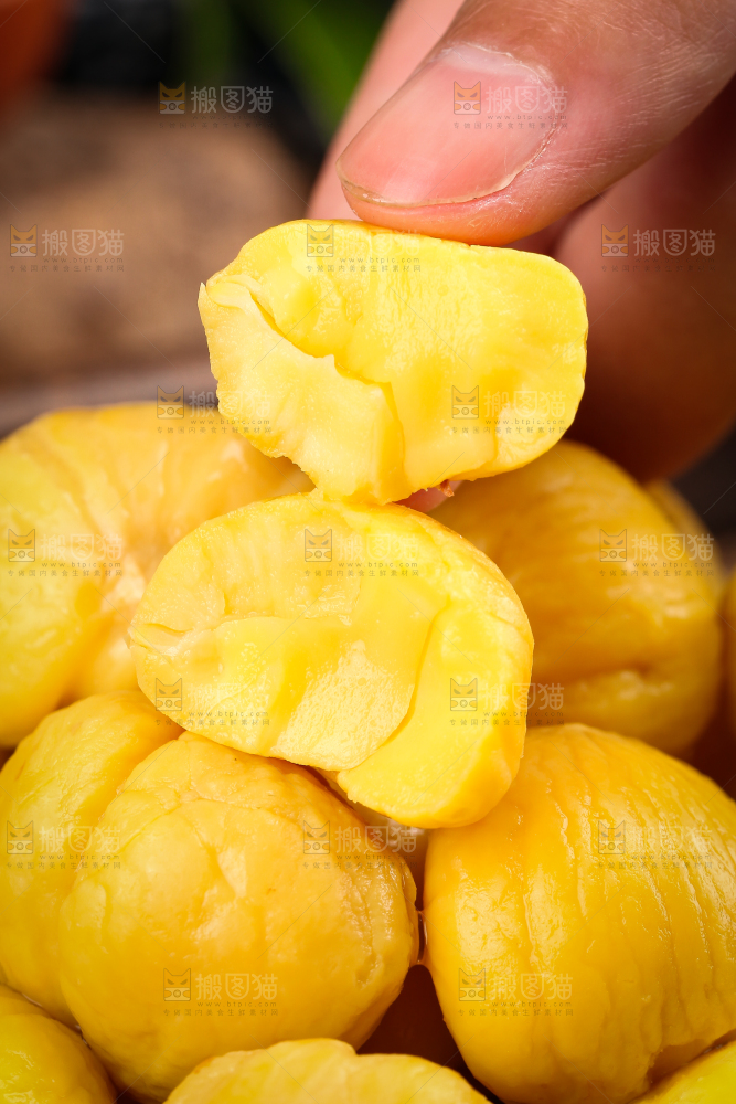 手上拿着板栗仁