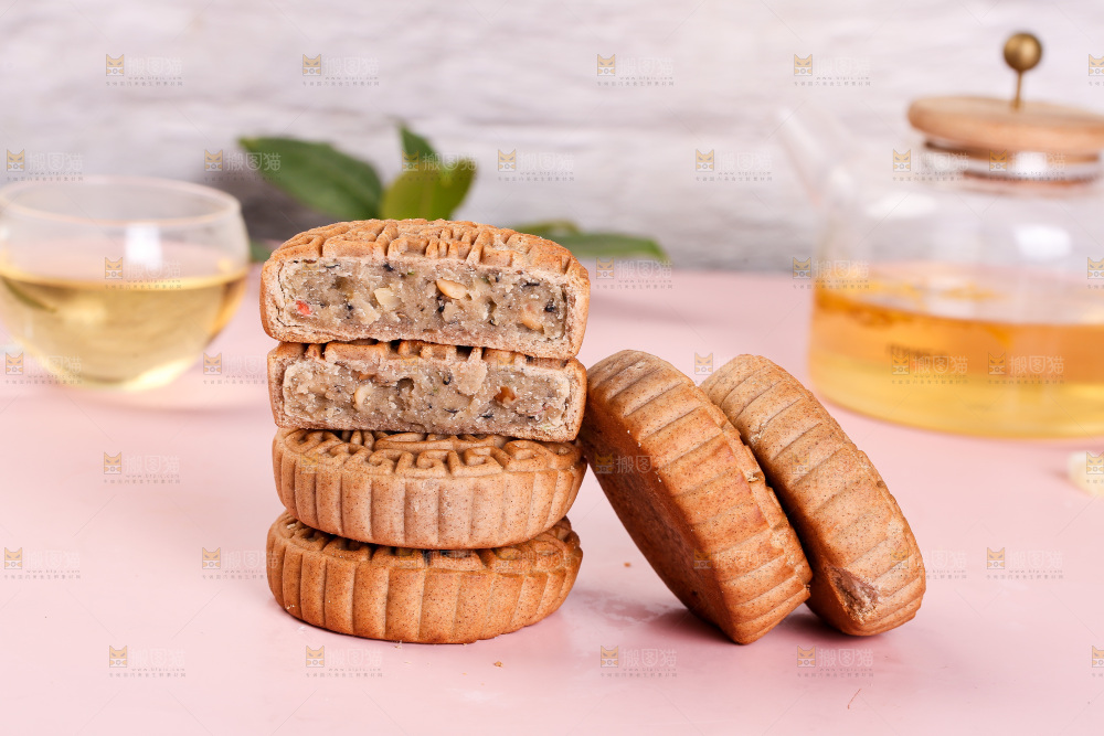浅底上的荞麦五仁月饼