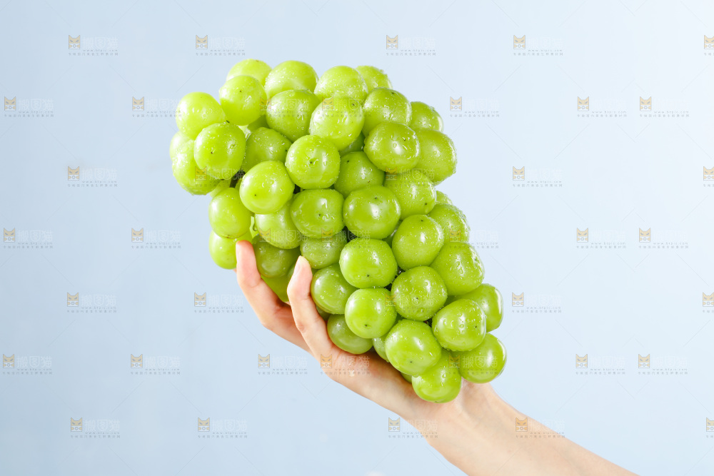 手拿着阳光玫瑰青提