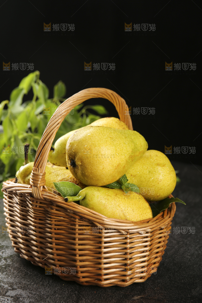 黑底上的一篮太婆梨