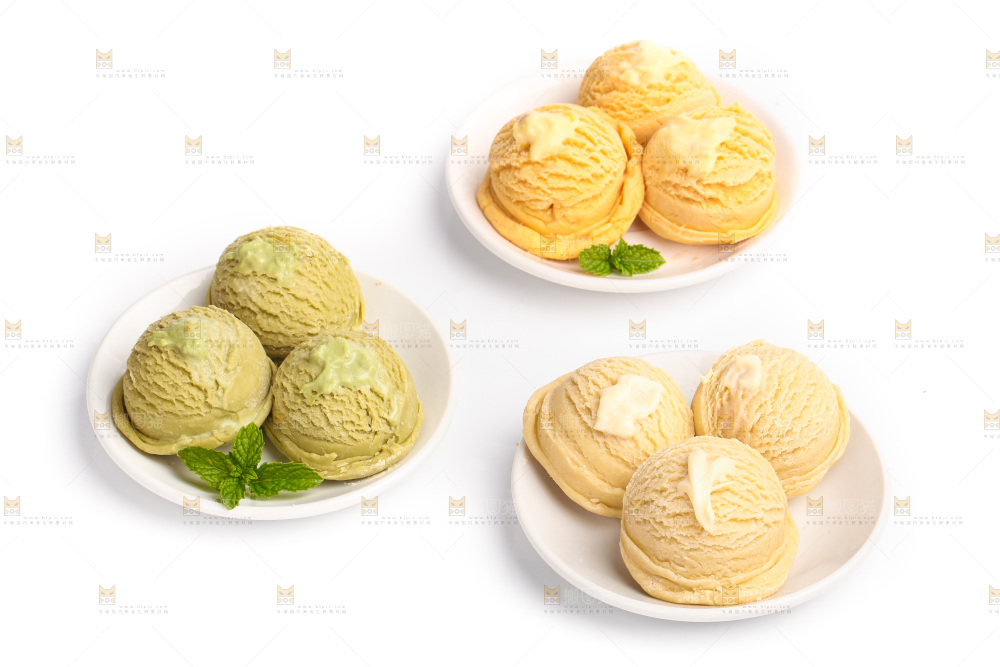 白底上的奶油冰淇淋