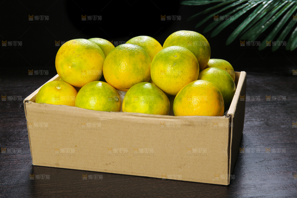 深底上礼品盒里的果冻橙