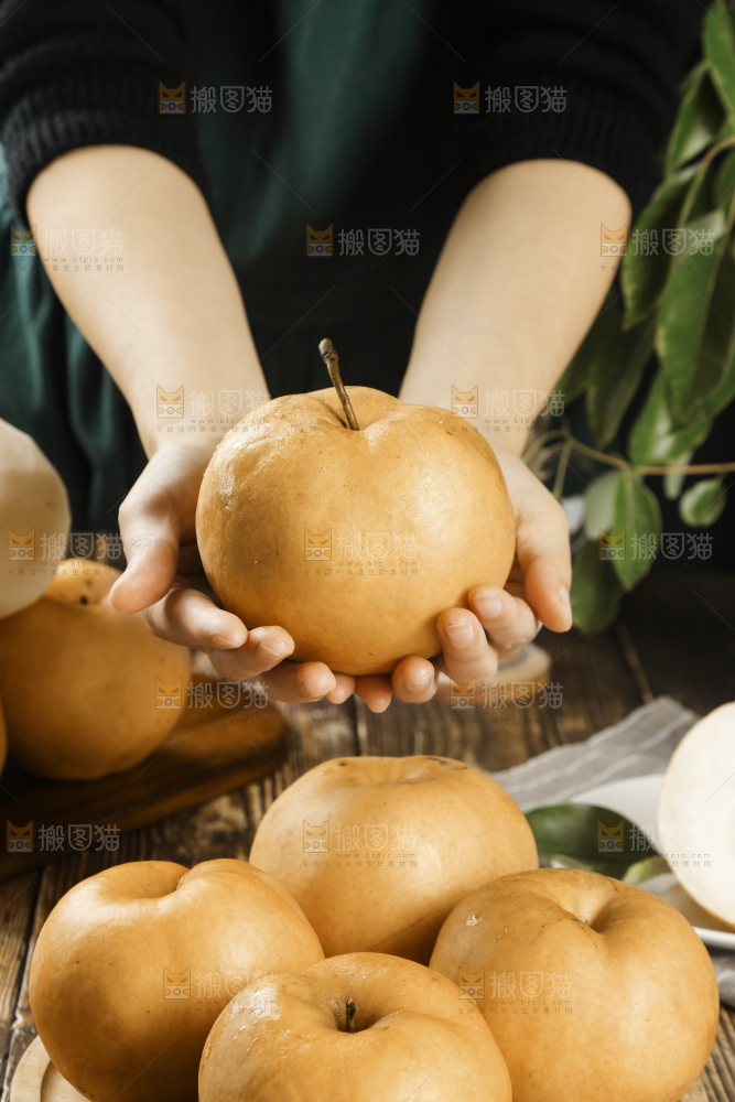 手里拿着莱阳秋月梨