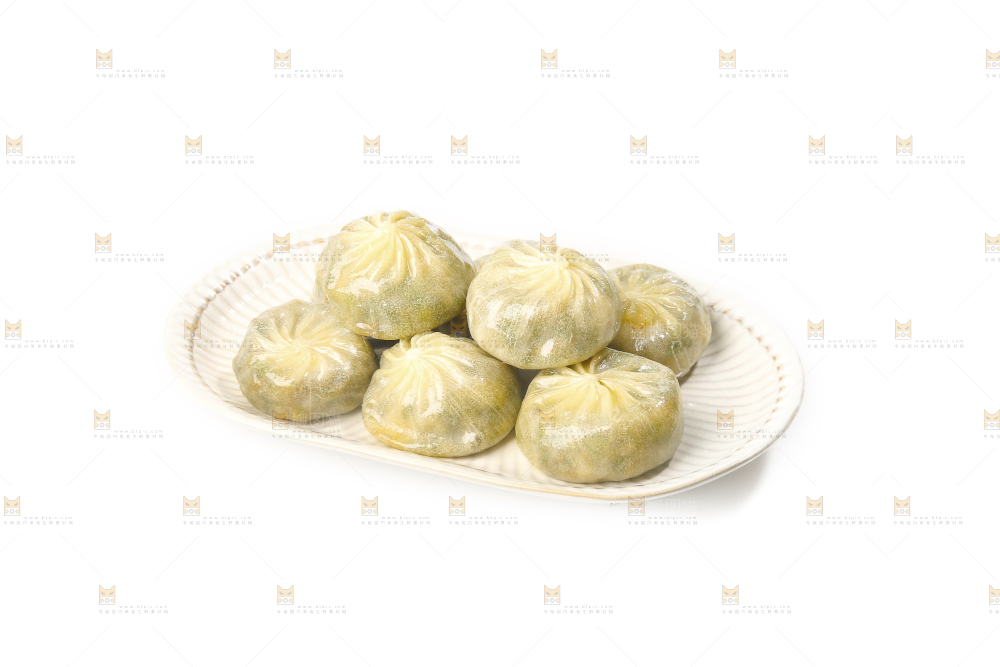 白底上的一盘蒸包