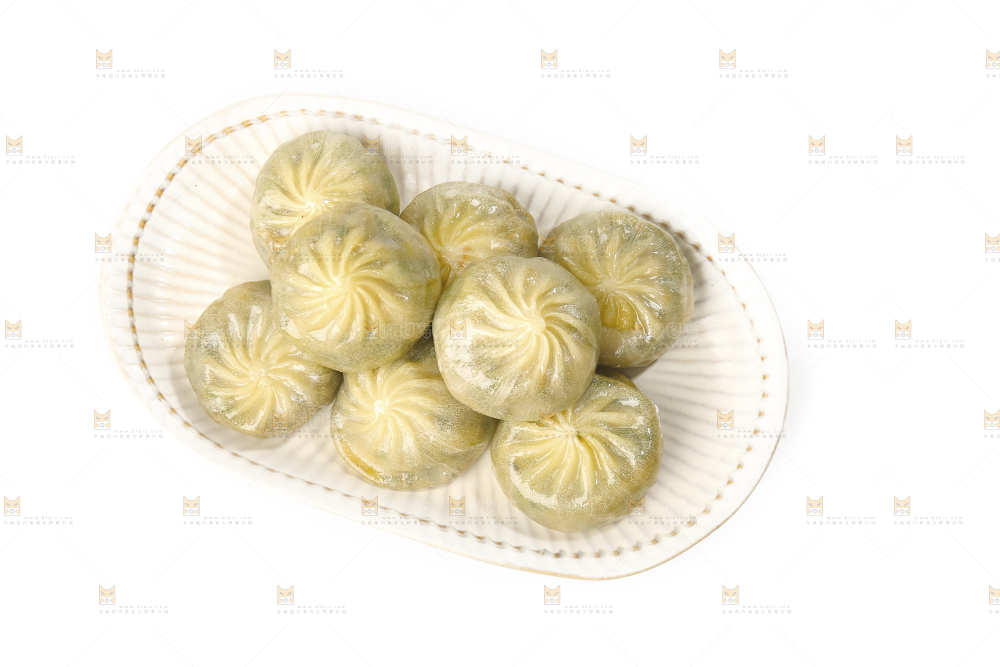 白底上的一盘蒸包