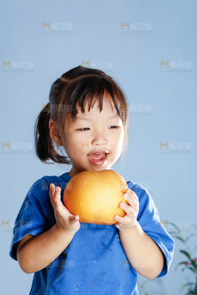 小孩拿着山东秋月梨