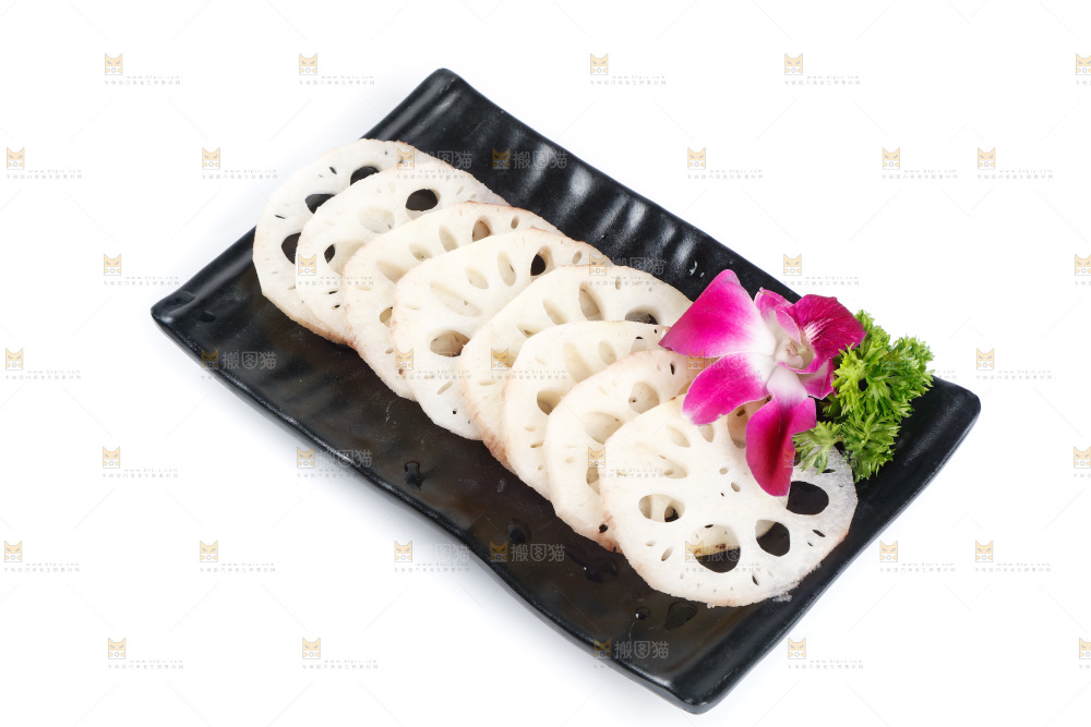 白底上一盘莲藕