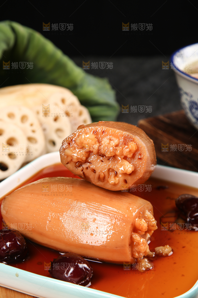 一盘蜜汁糯米莲藕