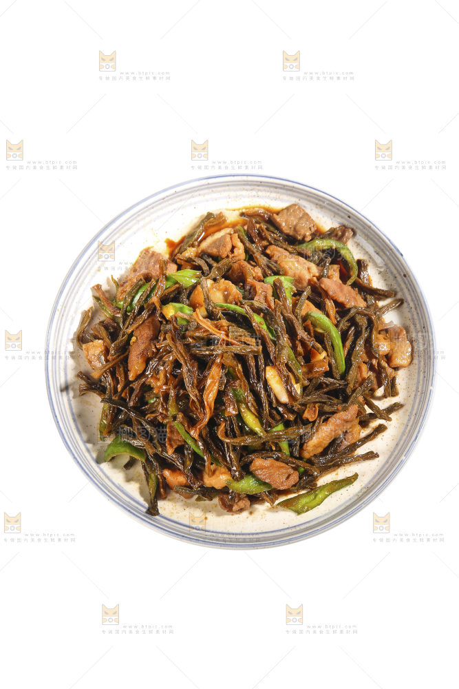 白底上的干豆角炒肉