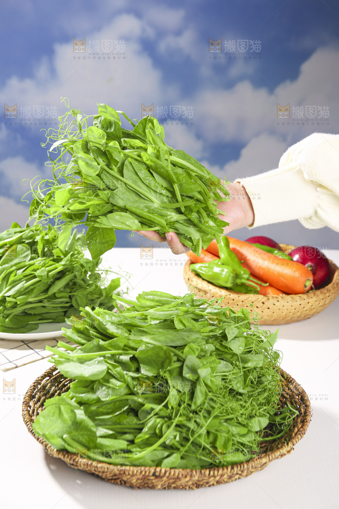 浅底上的豌豆尖