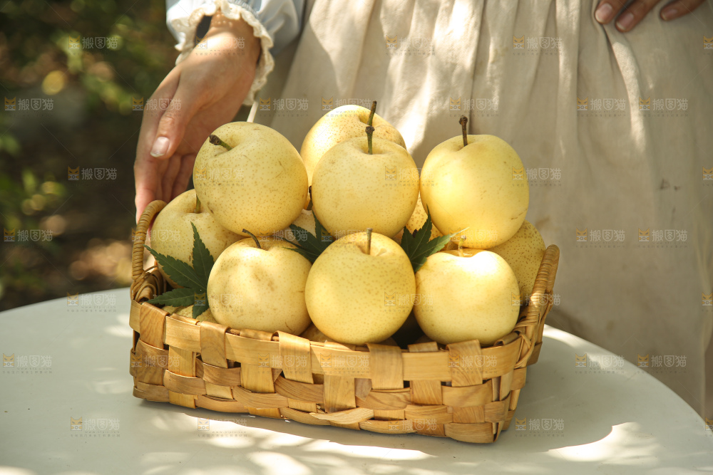 手里拿着新鲜皇冠梨