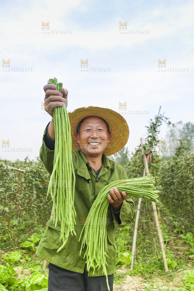 手里拿着长豇豆