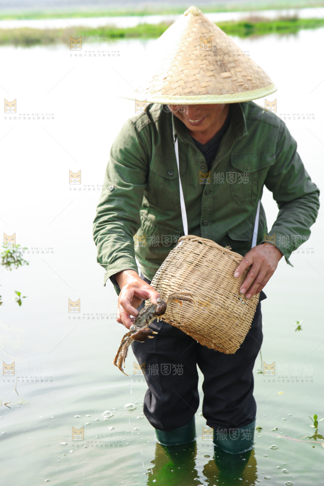 手里拿着阳澄湖大闸蟹