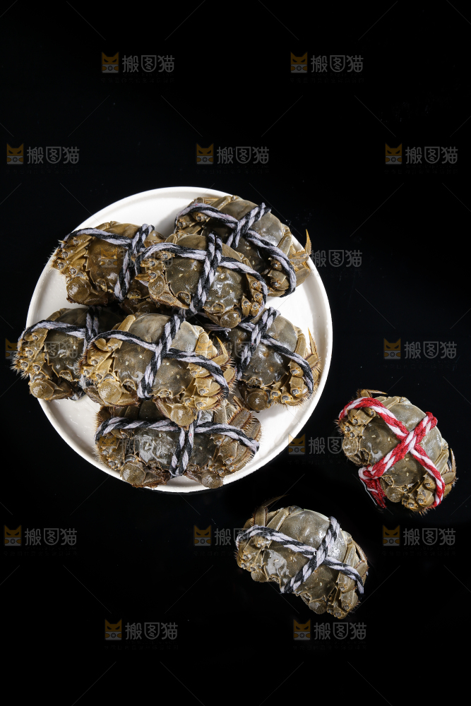 黑底上的鲜活大闸蟹
