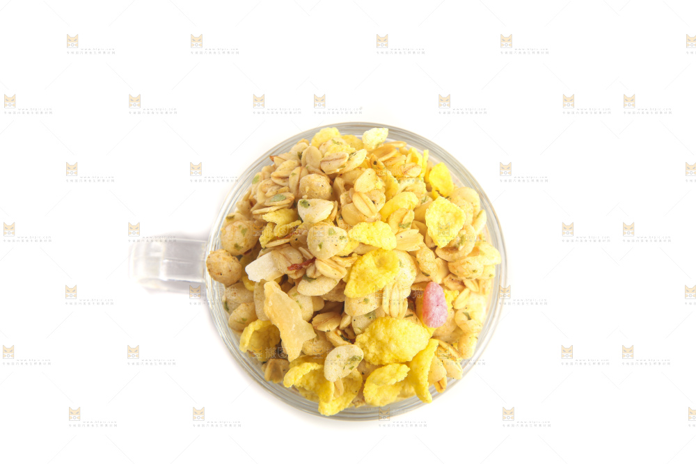 白底上的谷物麦片