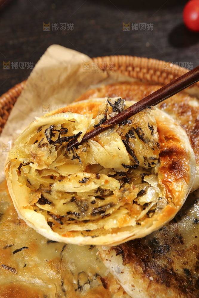 深底上的梅干菜饼