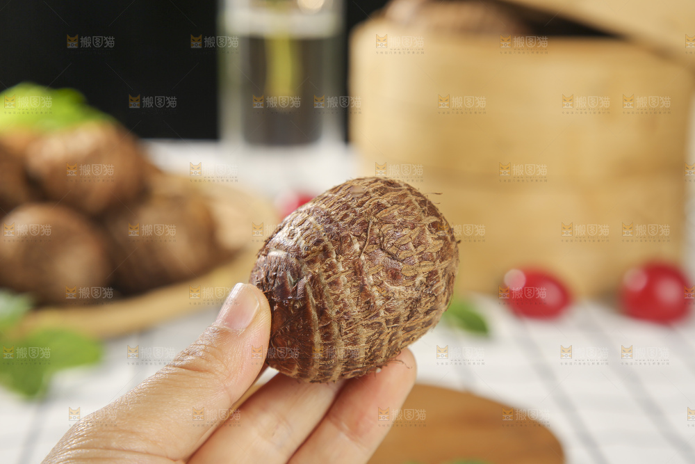 浅底上的新鲜小芋头