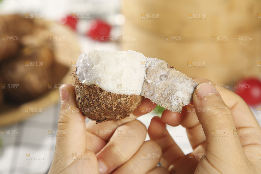 浅底上的新鲜小芋头