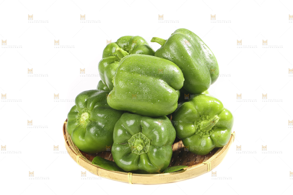 白底上的青圆椒