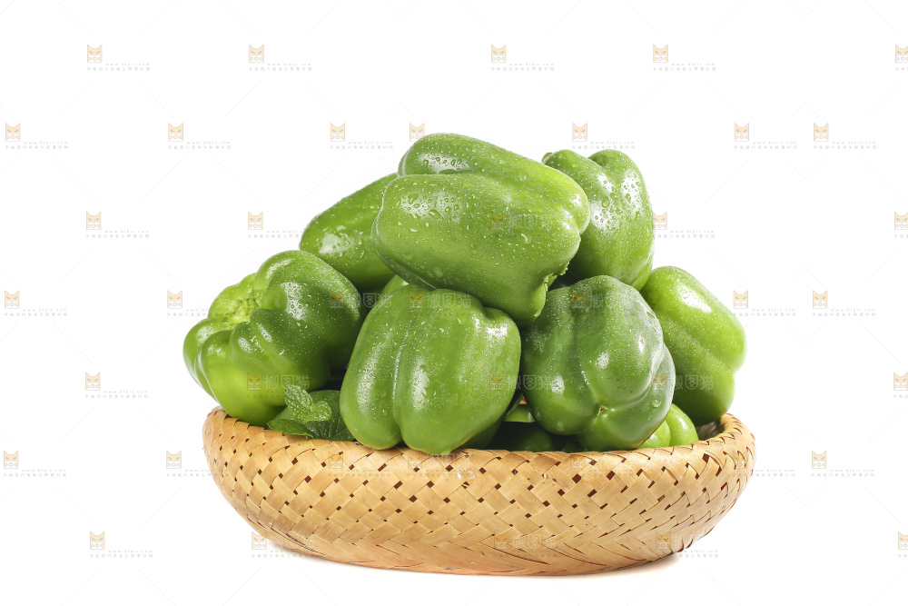 白底上的青圆椒