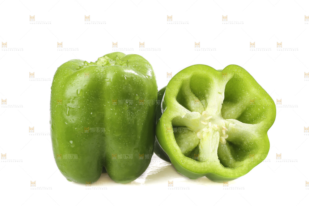 白底上的青圆椒