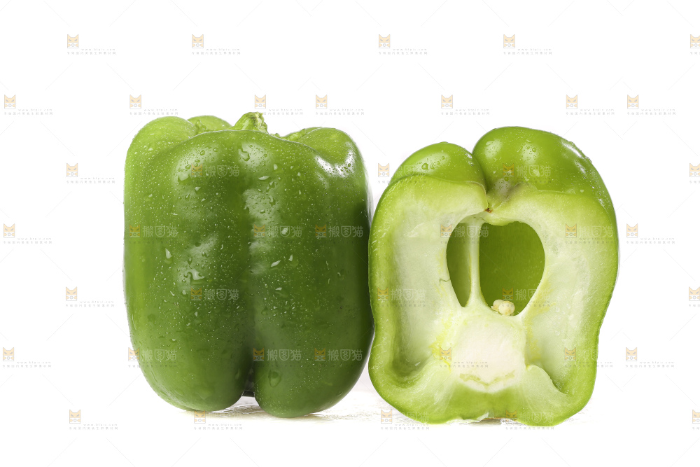 白底上的青圆椒