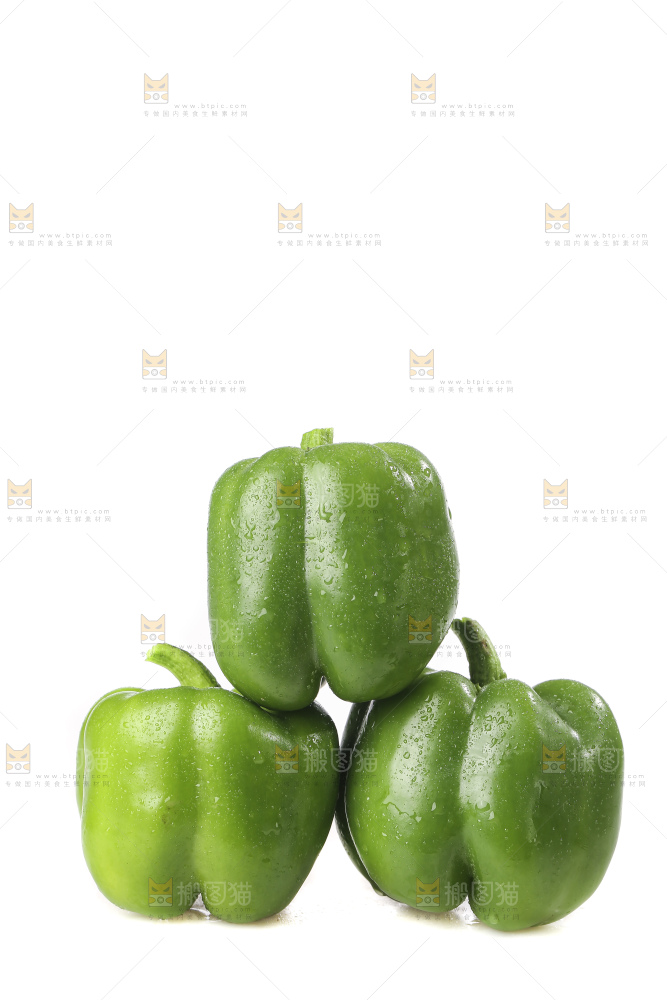 白底上的青圆椒