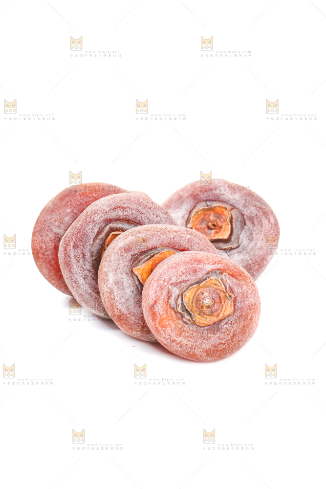 白底上摆放着柿子饼