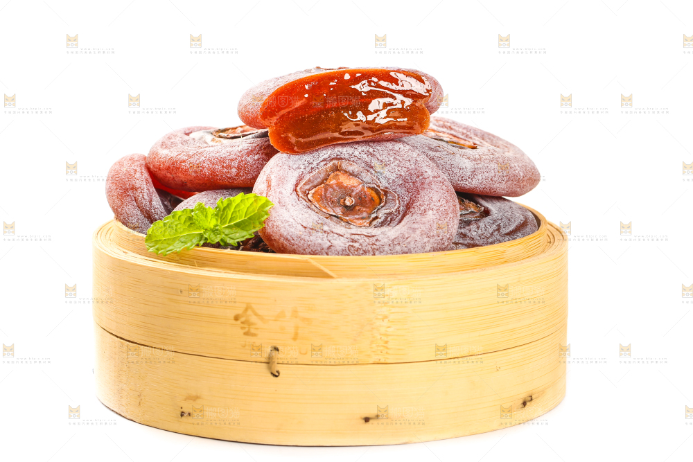 白底上放着圆柿饼