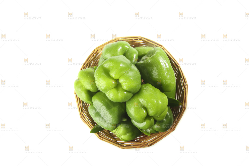 白底上的青圆椒