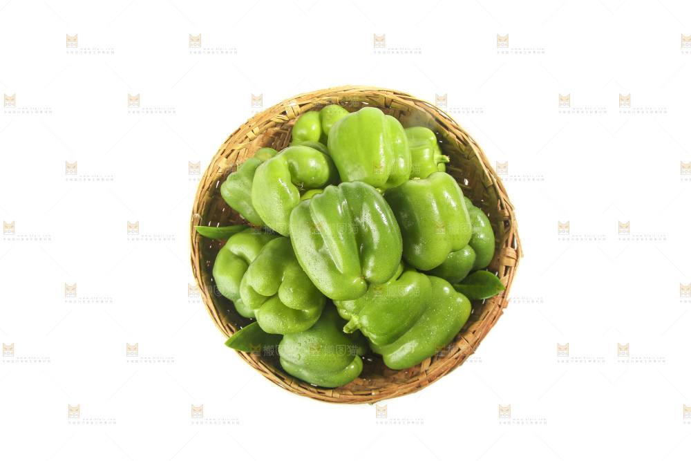 白底上的青圆椒