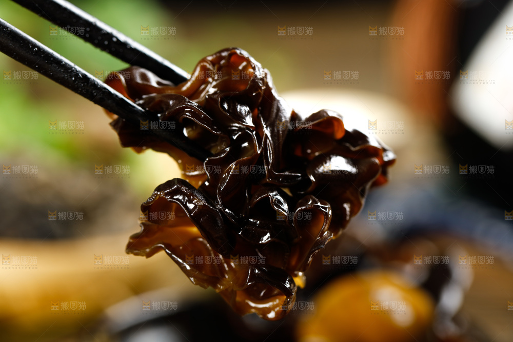 筷子夹着小木耳